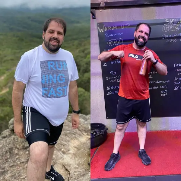 Ederfrane antes e depois do treino na Tonus House